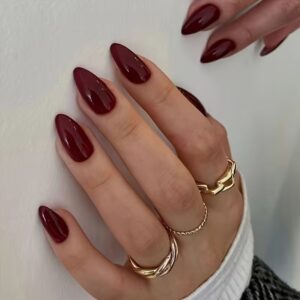 Glossy wine red press-on nails